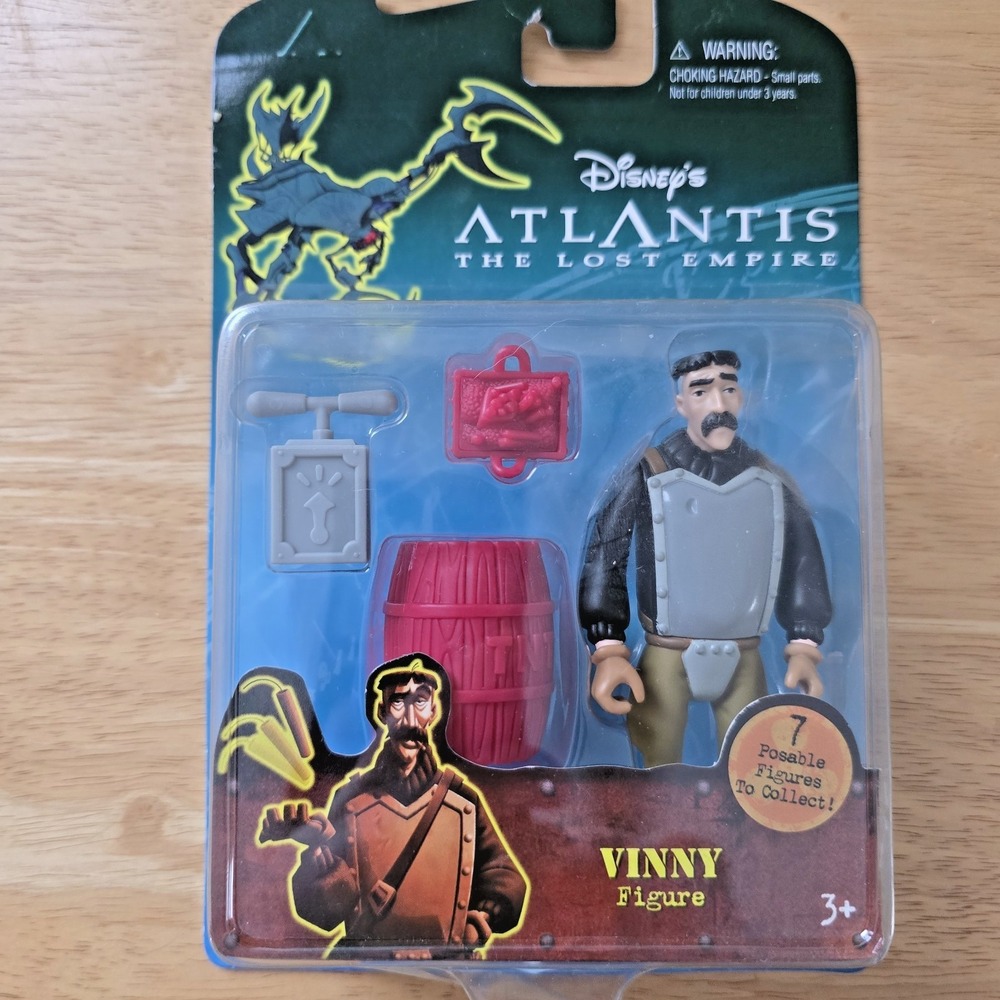 Disney Atlantis Lost Empire Vinny‎ Action Figure 2000 Mattel NOS Sealed